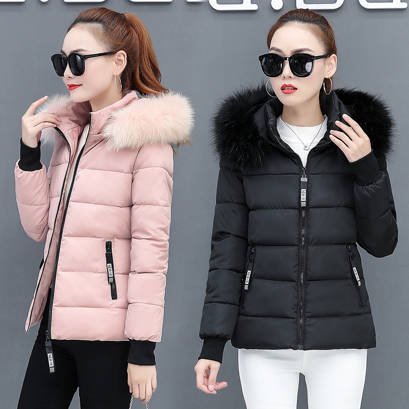 2025 Short Cotton-Padded Jacket for Women, Winter Off-Season Coat, Slim Fit, Thickened, Large Fur Collar, Plus Size Cotton Coat, Trendy