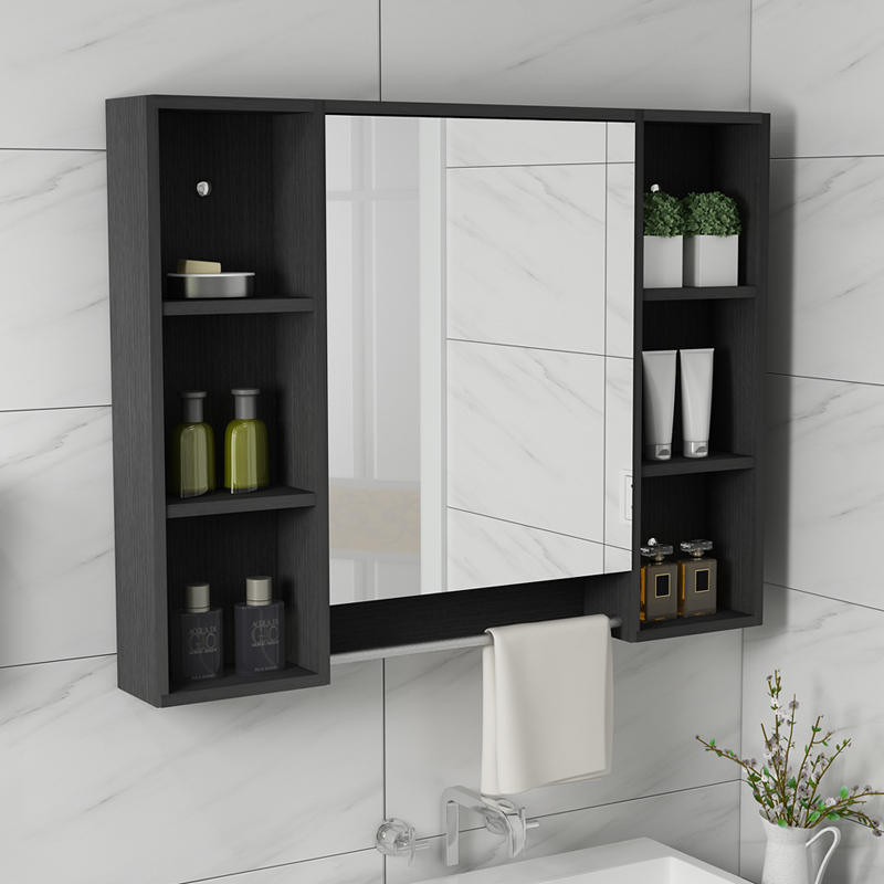 Smart bathroom mirror cabinet solid wood mirror box wall hanging type modern simple toilet toilet toilet mirror locker