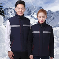 Mùa đông dày vest nam và nữ overalls quilted bảo hiểm lao động siêu thị làm sạch tài sản vest vest vest trung niên áo ba lỗ nam form rộng