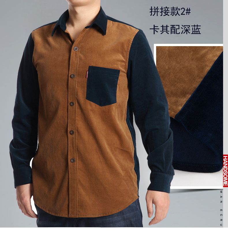 Bốn chiếc áo sơ mi nhung cotton 1 chiếc áo sơ mi nhung kẻ nam giản dị cộng với phân bón XL mặc giản dị mùa thu quần tây nam