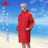 Дорожное спортивное длинное демисезонное флисовое удерживающее тепло пальто для плавания, увеличенная толщина