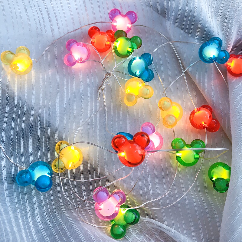 2.2m Colorful Mickey Mouse Shaped String Lights, Fairy Lights for Children's Holiday Bedroom Tent Birthday Decoration 2.2m Colorful Mickey Mouse Shaped String Lights, Fairy Lights for Children's Holiday Bedroom Tent Birthday Decoration
