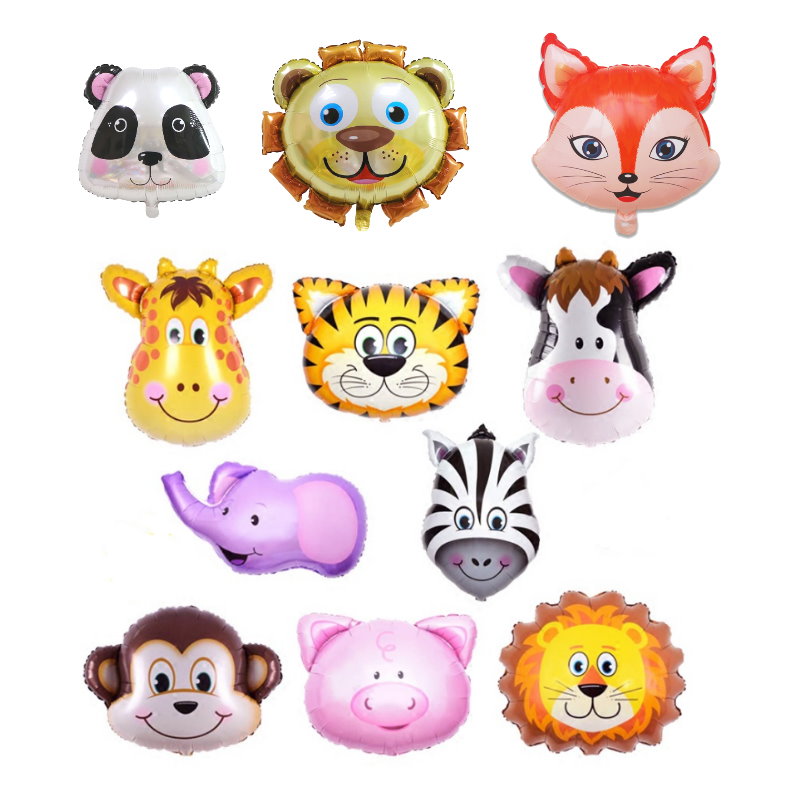 Cartoon animal cow monkey giraffe lion tiger zebra pig head Vinnie bear elephant aluminum balloon