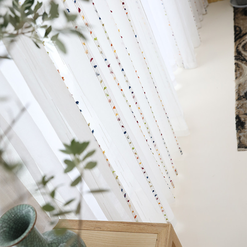 White gauze curtain living room bedroom children's room ins wind small fresh forest series light-transmitting non-penetrating partition gauze curtain