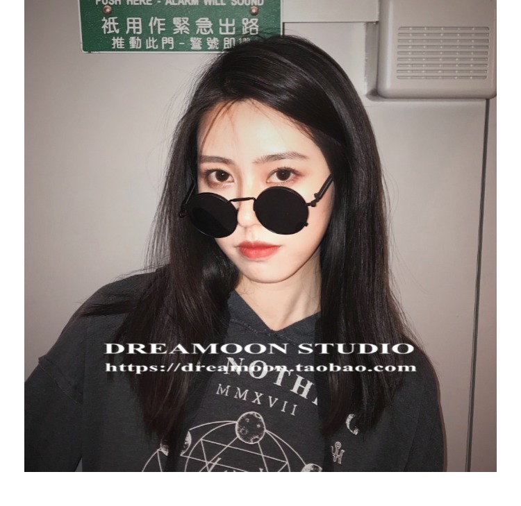 2018 phiên bản tiếng Hàn mới của phong cách Harajuku kính râm gọng tròn retro kính nữ mặt tròn kính đỏ kính râm đường phố bắn vào kính không gọng