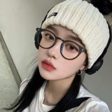 Интернет -знаменитость ретро черные бокалы рамки Женская лицевая лицо лицо лицом к лицу маленькое радиационное анти -летово -легкое глаз близость маленькая коробочка.