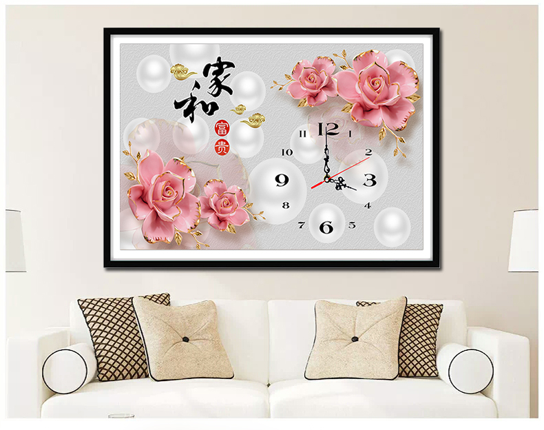 điểm kim cương thêu thanh khoan đồng hồ và cross stitch nhà kim cương giàu vẽ phòng khách đồng hồ treo tường đồng hồ nề 5D hiển thị 2019 - Công cụ & phụ kiện Cross-stitch khung tranh thêu chữ thập