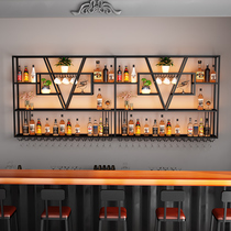 Bar bar wine rack wine cabinet hanging display rack restaurant liquor cabinet creative iron wall wine rack wall hanging