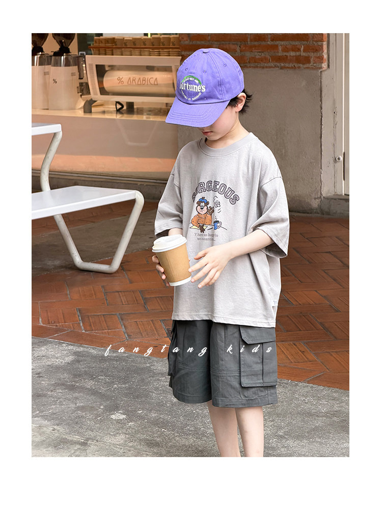 儿童裤子男童工装短裤夏季2026新款中大童男孩休闲宽松薄款五分裤 — 25