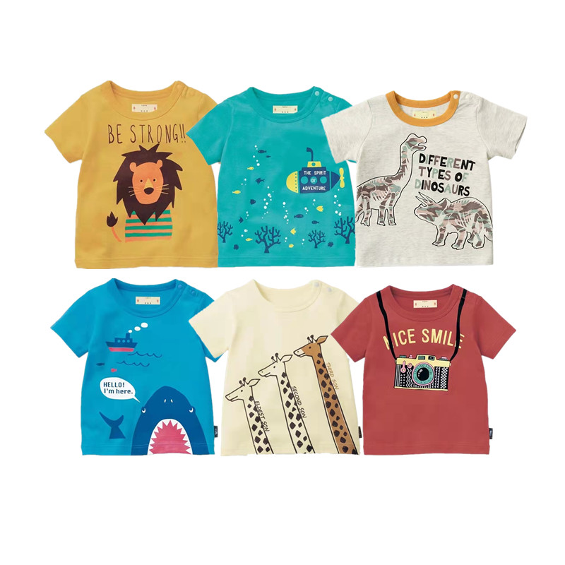 Broken Yard Clearance Clear Cabin Exit Day Single Foreign Trade Children Short Sleeve T-shirt Boy Summer Pure Cotton Half Sleeve Girl Summer blouse