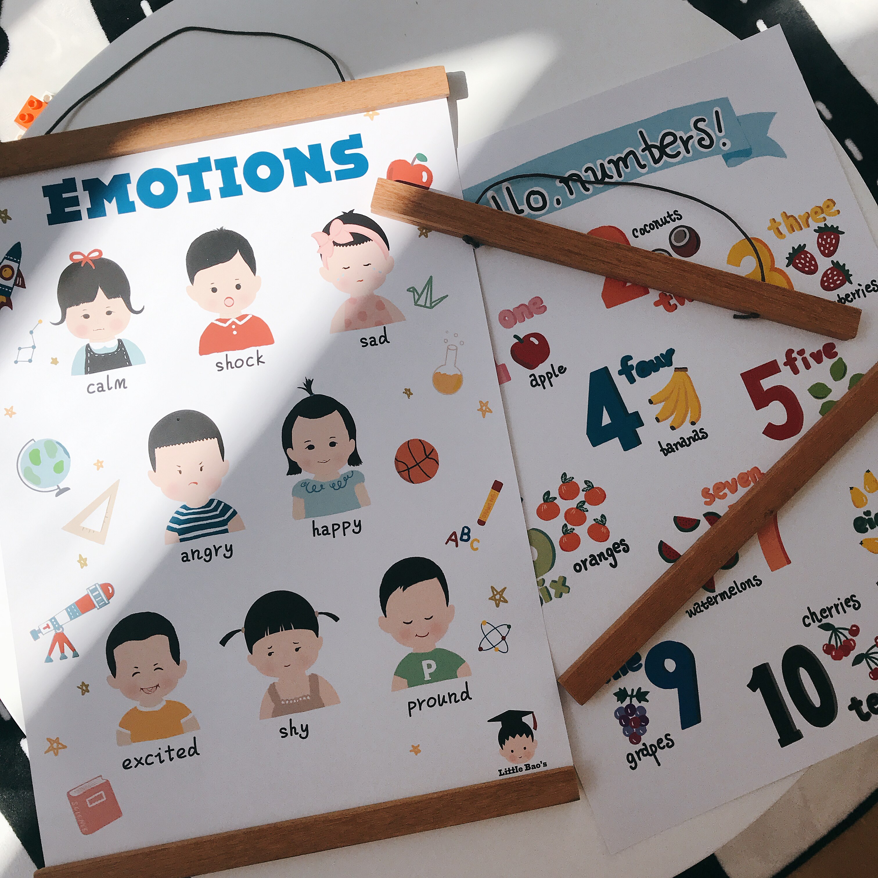 Ins wind Nordic baby English digital animal common sense cognition children's room decoration waterproof poster hanging painting