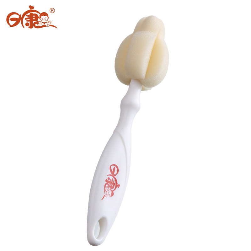 Rikang dual-use sponge pacifier brush bottle brush Baby bottle cleaning brush Wide mouth standard mouth universal 360 degrees