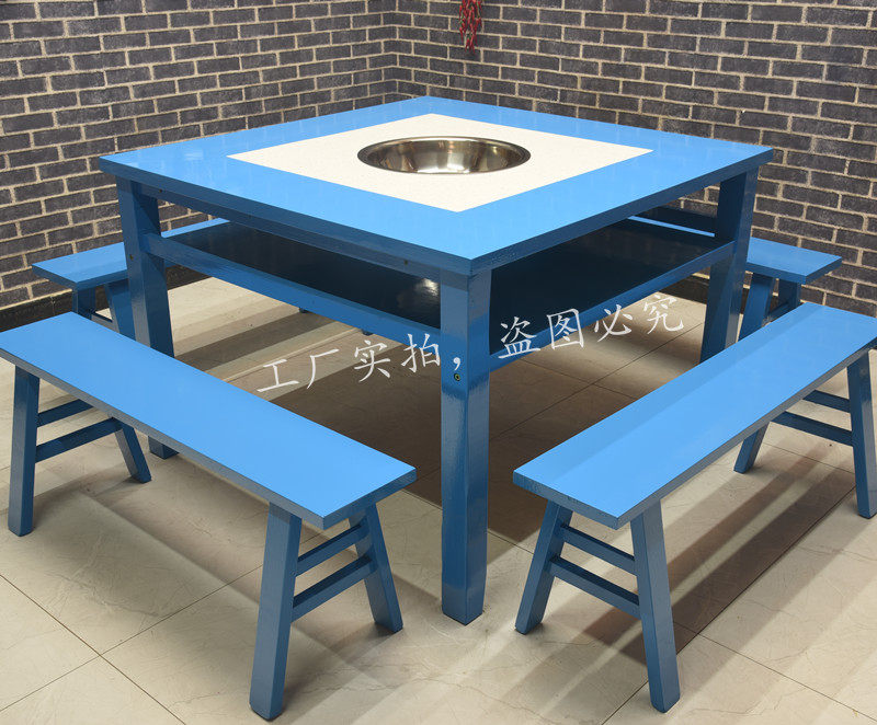 Solid wood marble hot pot table and chair combination hot pot string incense table and chair induction cooker integrated gas stove commercial customization