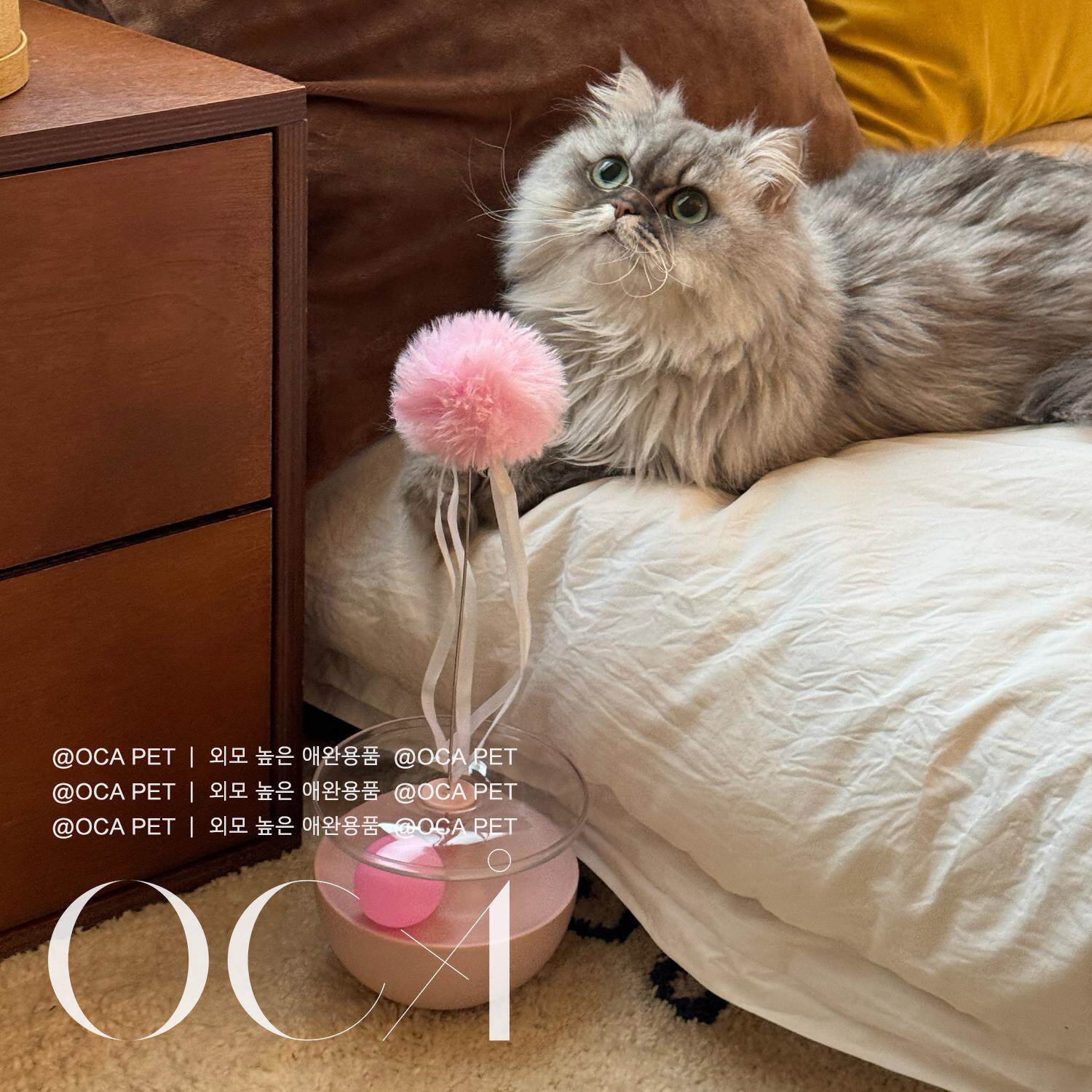 OCA feather funny cat stick игрушка для кошек-неваляшка self-hi bell волосяной мяч для настольного тенниса, устойчивый к укусам, забавный кошачий артефакт Изображение 1