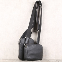  Nine places in the mountains handmade leather oblique shoulder bag cowhide small bag storage bag mobile phone bag wallet men and women