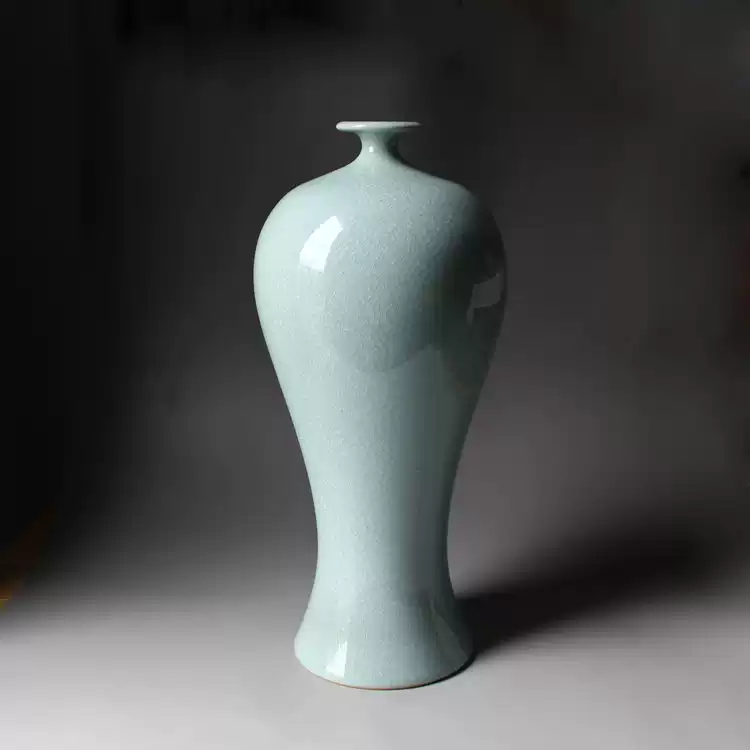 中国古美術・宋汝窯・天青釉梅瓶・青磁・唐物・箱付・文房置物・時代物・古陶磁・花瓶 汝州寻天青汝瓷汝窑花瓶梅瓶摆件居家装饰青瓷