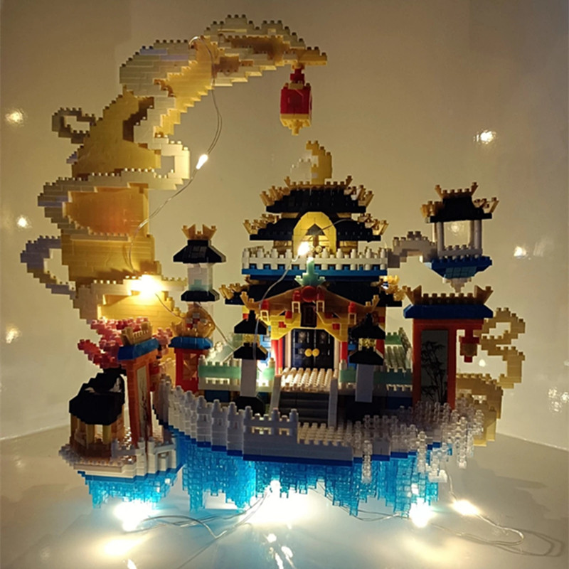 Lego Guanghan Palace Castle Building Blocks Assembled Toys Adult Difficulty Big Building Micro-particle Desktop Ornament Gift