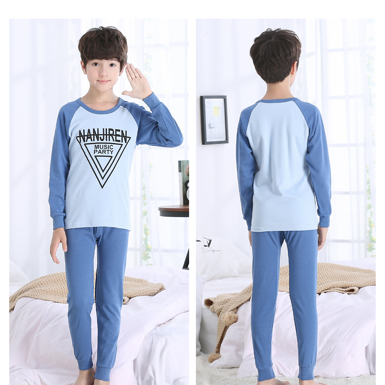 Đồ lót trẻ em Nam Cực đặt cotton mùa xuân và mùa thu bé trai cổ tròn áo len cotton trẻ em mùa thu áo giữ nhiệt bé trai