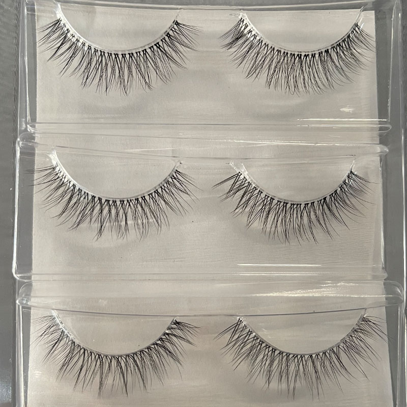 4D plush false eyelashes simulation soft and natural cross V03 without glue 3 pairs of flat stems and monofilament stems are optional