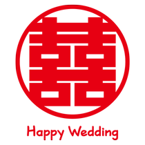 Happy word static stickers simple round 囍 stickers red double happiness window glass stickers wedding room wedding room large window stickers