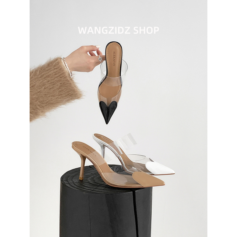 French-Style Beautiful Heart-Shaped Transparent Toe-Cap Sandals for Women, Stiletto Pointed-Toe High Heels, Feminine, High-End, Comfortable and Not Tiring for the Feet French-Style Beautiful Heart-Shaped Transparent Toe-Cap Sandals for Women, Stiletto Pointed-Toe High Heels, Feminine, High-End, Comfortable and Not Tiring for the Feet