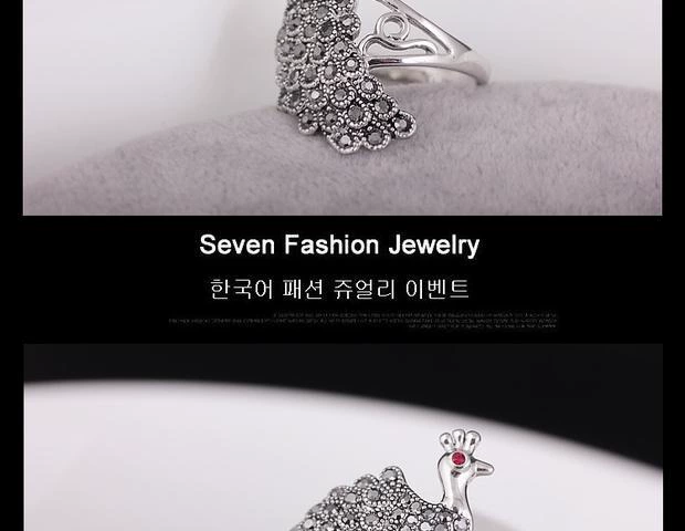 Cung điện giả kim cương Thái bạc nhẫn con công nữ hipster ngón trỏ ngón giữa ngón đeo nhẫn phiên bản tiếng Hàn của meson