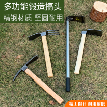 Long manganese steel flower hoe planting flower rake wooden handle small hoe planting vegetable garden weeding gadget