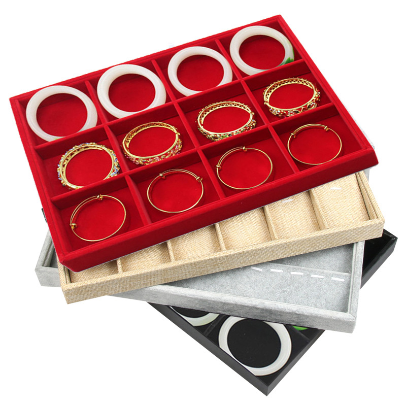 Ring necklace storage box flannel bracelet earrings jewelry box display props jewelry tray