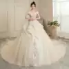 Word shoulder wedding dress 2021 new bridal temperament main yarn super Asgard court thin pregnant woman cover pregnant belly trailing summer