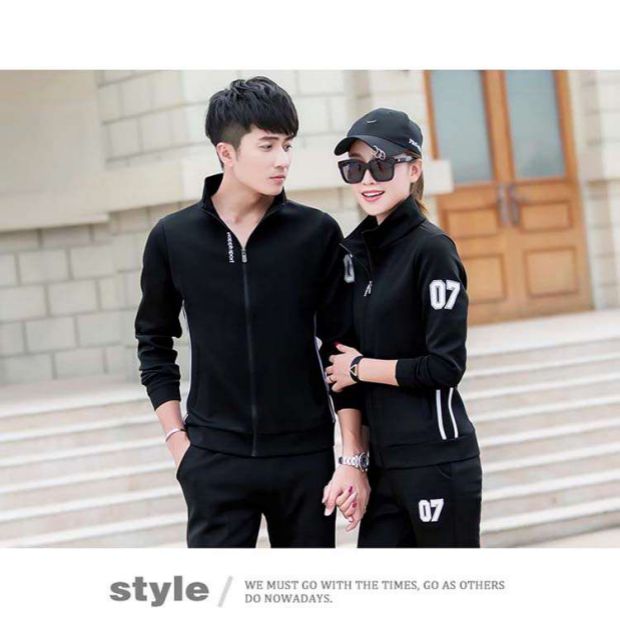 Bộ đồ thể thao cho nam và nữ mùa xuân và mùa thu - Thể thao sau bộ gió adidas