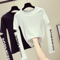 Counter 2019 autumn new slim hole long sleeve T-shirt female Korean fashion bottoming shirt lazy wind ins coat