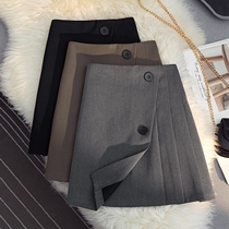 Special cabinet irregular half body dress Women anti-walking light 2022 spring Korean version 100 pleats high waist A character slim wrap hip short dress