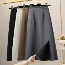 Special Cabinet Suit Open Fork Half Body Dress Woman Fall High Purse Hip Mid Length Straight Barrel One Step Skirt Temperament Dresses