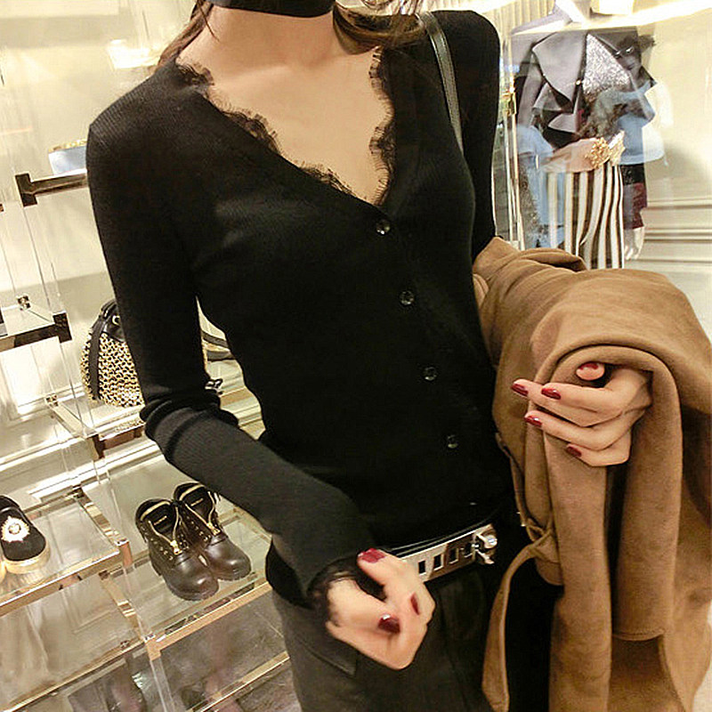 2021 Fall New Knit Cardiovert Woman Short V collar Long sleeves Knitted Sweatshirt Thin jacket Small fragrant wind blouses