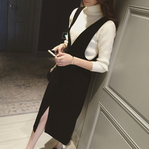 Counter 2021 spring new belt skirt Korean version of warm wind waist slim temperament long dress women