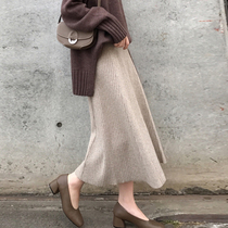 Special Cabinet Hair Line Knit Half Body Dress Woman Mid Length 2021 Autumn Winter Display Slim 100 Lap Umbrella Dress Thickening A Character Long Skirt Tide