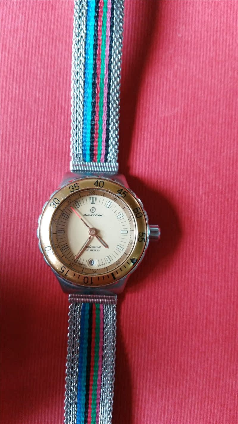 Unknown Swiss Aeroiec original Virgin Electronic Quartz Watch Lock has a number in the 200 m waterproof cassette mechanism