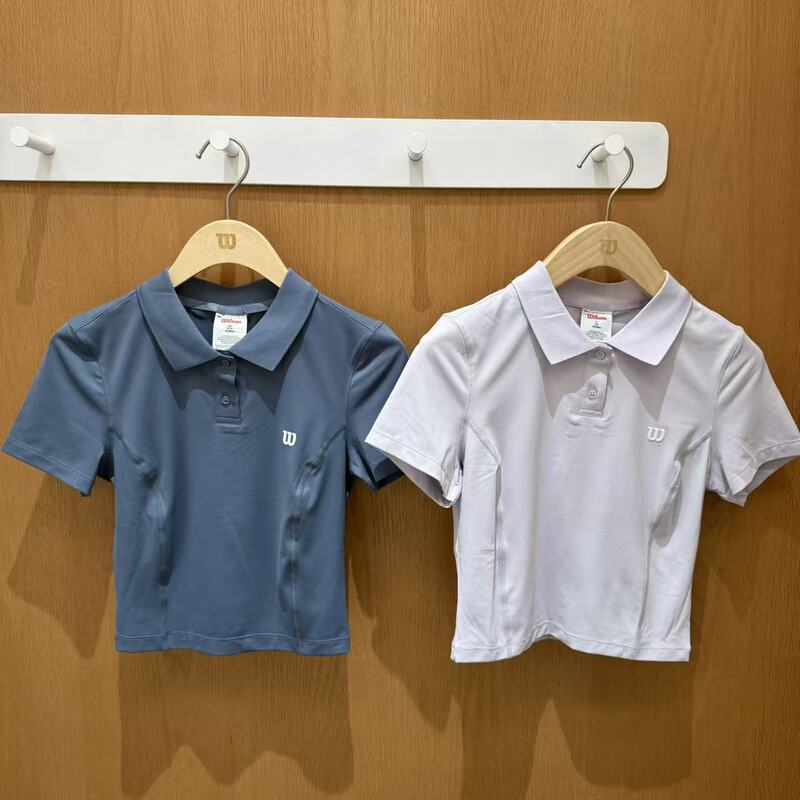 Wilson 25 Spring and Summer New Women's Cropped Tight-Fitting Tennis Sports Short-Sleeved Polo Shirt Ww20085512