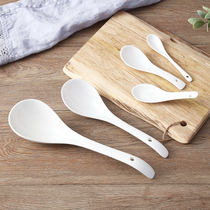  Soup spoon Ceramic household large spoon Large soup spoon Wooden spoon long handle spoon Large coffee porridge spoon Porridge spoon hot pot spoon