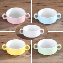  Breakfast bowl Creative color fresh ceramic soup bowl Dessert bowl Snack bowl Steamed cake bowl Fruit bowl Binaural bowl