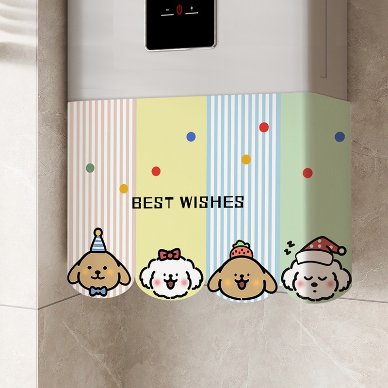 Cartoon Water Heater Cover Cloth, Kitchen Gas Pipe Cover Curtain, No-Drill Radiator Cover-Up Magic Tool