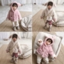 Candy Grandpa Girls Winter New Rabbit Ears Velvet Cotton Children Children Ấm cộng với áo khoác nhung dày Han áo cho bé gái