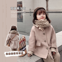 Young girls woolen jacket 2022 new winter clothing Han version Chaoyang qi Childrens clothes thickened and warm great clothes