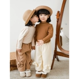 Зимний пуловер для молодых девушек, новинка 2024 года, детский свитер с кружевным воротником, детский однотонный низ, топ