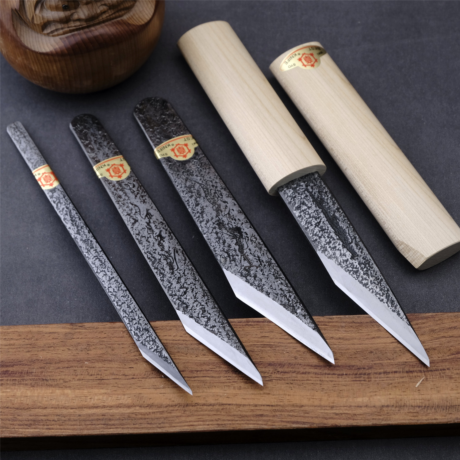 Japan's Miki chapter cut out woodworking carving knife, cutting knife, grafting oblique knife, Anlai green paper steel, left blade