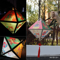 National Day Creative Ancient Wind Hand lantern Triangle Diamond Palace Lamp DIY Material Package Hand for flower lantern Wooden Lantern