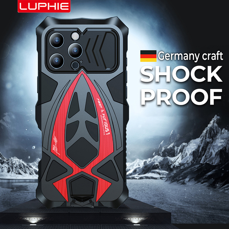 Luphie Is Suitable for Apple 16 Pro Max Military-Grade Shockproof Phone Case, iPhone 15 Pro Max Metal Protective Cover, 14 Pro Max Silicone Anti-Scratch Inner Liner, Armor-Resistant, Dirt-Resistant, for Outdoor and Urban Commuting