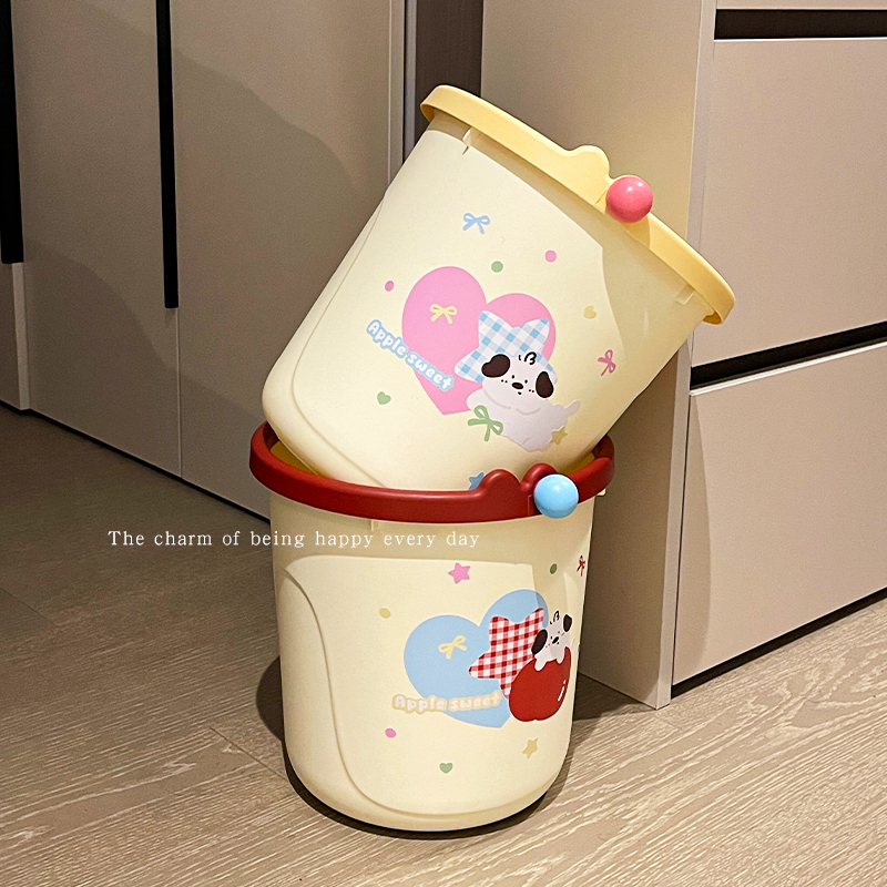 Dopamine Trash Can for Home Use, Large Capacity, High Aesthetic Value, Cute, Suitable for Bedroom, Living Room, Kitchen, Bathroom, Dormitory Storage Bin Dopamine Trash Can for Home Use, Large Capacity, High Aesthetic Value, Cute, Suitable for Bedroom, Living Room, Kitchen, Bathroom, Dormitory Storage Bin