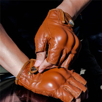 Spot Motorcycle Rider Real Cow Leather Regukhale Halffinger Gloves summer riding anti-fall breathable protective male and female