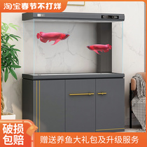 Fish tank living room large ultra-white glass fish tank home 2021 aquarium screen light luxury bottom filter ecological fish tank